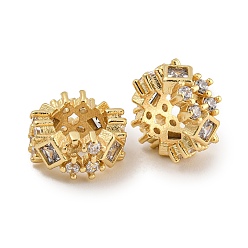 Настоящее золото 18K Покрытие стойки латунь микропаве прозрачные кубические циркониевые бусины, без свинца и без кадмия, долговечный, реальный 18 k позолоченный, 9.5x5 мм, отверстие : 5.5 мм