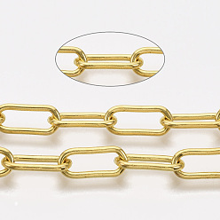 Золотой Цепи из несваренного железа, тянутые удлиненные кабельные цепи, с катушкой, золотые, 14x6x1.4 мм, около 82.02 футов (25 м) / рулон