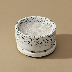 Малахит Чаша для зарядки селенита, с бусинами из натурального малахита и натурального кварца, для контейнера для хранения ювелирных изделий, 100x55 мм