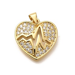 Настоящее золото 18K Стойка металлическая латунная микропрофилированная кубическая циркония подвески, долговечный, без свинца и без кадмия, сердце прелести, реальный 18 k позолоченный, 20x20x3.5 мм, отверстие : 5x3 мм