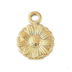 Золотой 304 прелести нержавеющей стали, очарование подсолнуха, золотые, 13x9.5x1 мм, отверстие : 1.6 мм