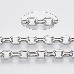 Stainless Steel Tarnish Resistant 304 Stainless Steel Rolo Chains, Belcher Chains, Unwelded, with Spool, Stainless Steel Color, Link: 11x8x3mm, about 32.8 Feet(10m)/roll