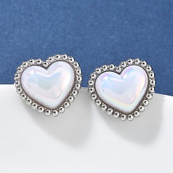 Нержавеющая Сталь Цвет 304 серьги-гвоздики в форме сердца из нержавеющей стали для женщин, цвет нержавеющей стали, 13.5x15.5 мм