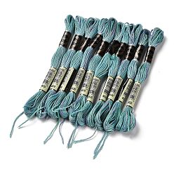 Cadet Blue 10 Skeins 6-Ply Polyester Embroidery Floss, Cross Stitch Threads, Segment Dyed, Cadet Blue, 0.5mm, about 8.75 Yards(8m)/skein