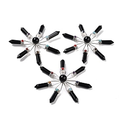 Обсидиан Натуральный обсидиан 7 генератор энергии точек чакры, исцеляющий хрустальный камень рейки, 111x17.5 мм