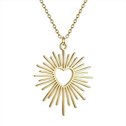 Сердце 304 подвески из нержавеющей стали с лазерной резкой, золотые, сердце, 15.75 дюйм (40 см), Кулон : 20x17 мм