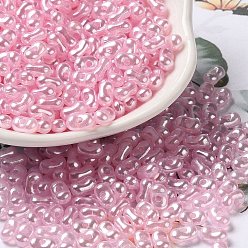 Pink Opaque Acrylic Beads, Pearlized, Beans, Pink, 6x3.5x3mm, Hole: 1.2mm, about 10000pcs/500g