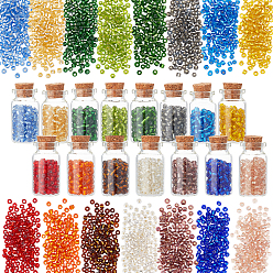 Mixed Color Glass Seed Beads, Silver Lined Round Hole, Round Small Beads, Glass Bottles, Mixed Color, 4mm, Hole: 1.5mm, 10g/color, 1500g