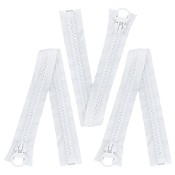 Белый 3 шт. полиэстеровых молний для аксессуаров одежды, подъемные кольца на молнии из смолы для шитья сумок, белые, 635x48x0.8~5.5 мм