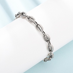Античное Серебро 304 браслеты-цепочки из нержавеющей стали для женщин и мужчин, овальные, античное серебро, 8.46 дюйм (21.5 см)