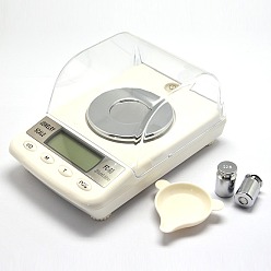 White Diamond Jewelry Tool Digital Scale, Pocket Scale, Aluminum with ABS, Weight Capacity 250CT, Weight Increment 0.005CT, with Two Weights, White, 135x89x68mm