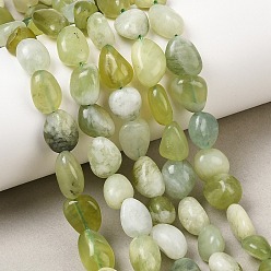Сюянь Нефрит Природного нефрита Xiuyan бисер нитей, самородки, упавший камень, 8~15x8~10x5~8 мм, отверстие : 1 мм, около 41~44 шт / нитка, 15.04~15.55'' (38.2~39.5 см)