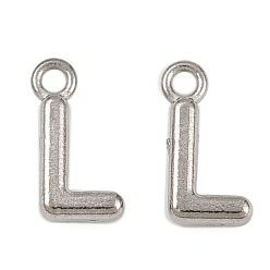 Letter L 304 прелести нержавеющей стали, полированный, цвет нержавеющей стали, Письмо L, 9x4.5x2 мм, отверстие : 1.2 мм