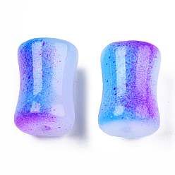 Medium Orchid Transparent Spray Painted Glass Beads, Two Tone, Bamboo Stick, Medium Orchid, 12x8mm, Hole: 1.6mm