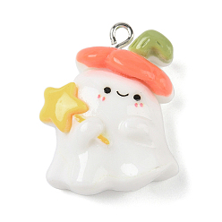 Звезда Подвески из смолы на тему Хэллоуина, с платиново-железными петлями, звезда, 29x22x11 мм, отверстие : 2.5 мм