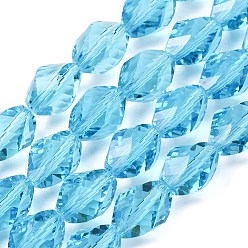 Васильковый К 9 стекло, граненый многогранник имитация австрийских кристаллов нити шарик, класс AAA, васильковый, 13x10 мм, отверстие : 0.9~1 мм, около 30 шт / нитка, 15.7 дюйм