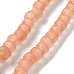 PeachPuff Handmade Nepalese Lampwork Beads, Frosted, Column, PeachPuff, 10x6.5~7mm, Hole: 2.8mm, about 94pcs/strand, 25.39''(64.5cm)