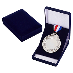 Полуночно-синий Прямоугольные бархатные коробки для хранения памятных монет, темно-синий, 12.4x9x3.1 см