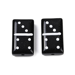 Черный Бусины из стеклянной эмали, окрашенные методом запекания, прямоугольник с точкой, чёрные, 24.5x14.5x8.5 мм, отверстие : 1.8 мм