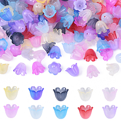 (52) Непрозрачная лаванда 160шт 8 цвета акриловые колпачки для бусин, цветок, разноцветные, 10x8 мм, отверстие : 1.5 мм, 20 шт / цвет