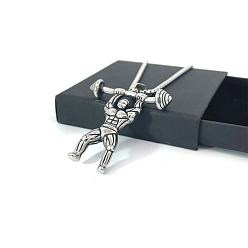 Нержавеющая Сталь Цвет Мужской кулон-подвеска в виде мускулистого силуэта для фитнеса и тренировок, аксессуар для украшения.