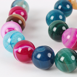 (52) Непрозрачная лаванда Натуральный полосатый агат из круглых нитей, окрашенные, разноцветные, 12 мм, отверстие : 1 мм, около 33 шт / нитка, 15.35 дюйм