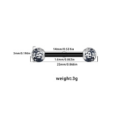 Круглые 316l хирургические кольца-гвозди для сосков из нержавеющей стали, чёрные, круглые, 14 мм