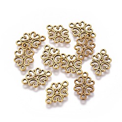 Античное Золото Тибетский стиль сплава цветок связывает соединители, без кадмия, без никеля и без свинца, античное золото , 13x19.5x1 мм, Отверстие : 2 мм , около 930 шт / 1000 г
