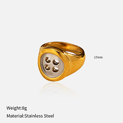 Другие 304 палец кольца из нержавеющей стали, настоящее золото и нержавеющая сталь, вакуумное покрытие pvd, размер США 6 (16.5 мм)