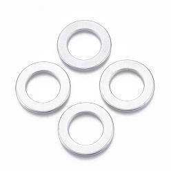 Silver Spray Painted CCB Plastic Linking Rings, Round Ring, Silver, 34x3mm, Inner Diameter: 21mm