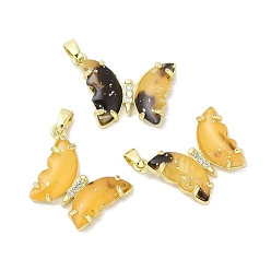 Золотистый Стойки обшивки латунные подвески, с резионом, цирконий, долговечный, без свинца и без кадмия, реальное золото 18 тыс., бабочка, золотые, 24x20x4.5 мм, отверстие : 3.5 мм