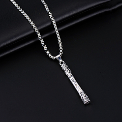 Stick Кулон из сплава 201 ожерелья из нержавеющей стали для мужчин, античное серебро, придерживаться, 27.56 дюйм (70 см)