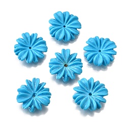 Темно-Голубой Синтетические бирюзовые бусины, цветок, 17.5~18.5x4.5~5.5 мм, отверстие : 1 мм