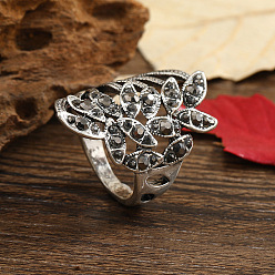 Античное Серебро Кольца для пальцев из цинкового сплава с микропаве из кубического циркония, античное серебро, 33 мм, внутренний диаметр: американский размер 8 1/2 (18.5 мм)