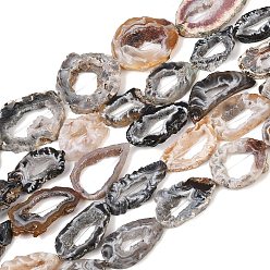 Гальванический Агат Нити из бусин из натурального друзового агата, самородки, 19~43x18~30x5~7 мм, отверстие : 1.4 мм, около 11~14 шт / нитка, 15.55''~15.83'' (39.5~40.2 см)