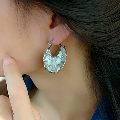 Разноцветный Плоские круглые серьги-кольца из латуни и натуральной ракушки для женщин, платина, красочный, 20 мм