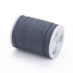 Steel Blue Round Waxed Polyester Cord, Taiwan Waxed Cord, Twisted Cord, Steel Blue, 1mm, about 12.02 yards(11m)/roll