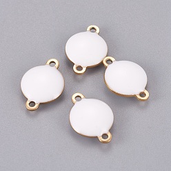 Белый Ионное покрытие (ip) 304 эмалированные соединители из нержавеющей стали, эмалированные блестки, плоско-круглые, золотые, белые, 14.5x10x4.5 мм, отверстие : 1.4 мм