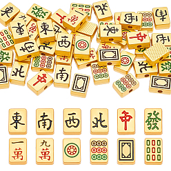 Золотой 48 шт 12 стили сплава эмалевые бусины, маджонг, золотые, 8.5x6x3.5 мм, отверстие : 1.4 мм, 4 шт / стиль