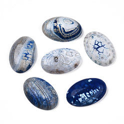 Васильковый Окрашенные естественные кагашоны с агатом огня, овальные, васильковый, 30x20x7 мм