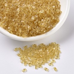 (HTL132) Transparent Light Topaz Миюки половина бусины тила, японский бисер, 2 отверстие, (htl 132) прозрачный светлый топаз, 5x2.3x1.9 мм, Отверстие : 0.8 мм , около 1250 шт / 50 г