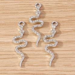 Crystal Alloy Rhinestone Pendants, Snake, Crystal, 32x9mm, 10pcs/set