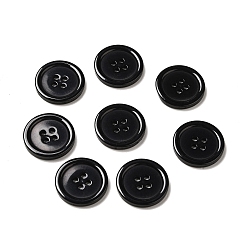 Black Resin Buttons, Dyed, Flat Round, Black, 22x3mm, Hole: 2mm, 195pcs/bag