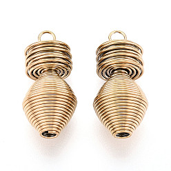 Золотой 304 подвески из нержавеющей стали, подвески в виде ваз из спиральных катушек, золотые, 25.5x12x12 мм, отверстие : 2.5 мм