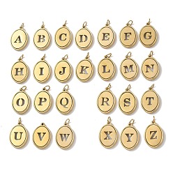 Golden 304 Stainless Steel Pendants, Oval with Letter A~Z Charms, Golden, 19.5x13x2.5mm, Hole: 3.5mm, 26pcs/set