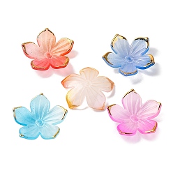 (52) Непрозрачная лаванда Прозрачные колпачки акриловая бисера, с золотым краем, цветок, разноцветные, 23.5x1.5 мм, отверстие : 1.5 мм, Около 962 шт / 500 г