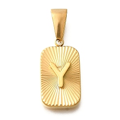 Letter Y 304 подвески из нержавеющей стали, прямоугольник с подвеской в виде буквы, реальный 18 k позолоченный, Письмо Y, 22x12.5x4 мм, отверстие : 8x4 мм