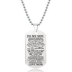 Нержавеющая Сталь Цвет 201 подвеска из нержавеющей стали для моего сына в виде армейского жетона, цепочка с шариками, цвет нержавеющей стали, 23.62 дюйм (60 см)