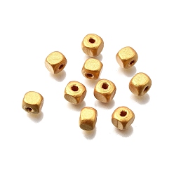 Золотистый Спрей окрашены деревянные бусины, квадратный, золотые, 6x6x6 мм, отверстие : 1.6~2 мм