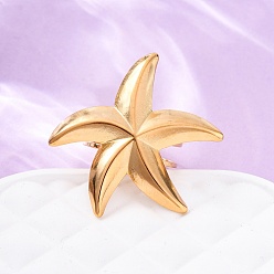 Золотой 304 из нержавеющей стали манжеты кольца, морская звезда, золотые, 33x33 мм, внутренний диаметр: 17 мм